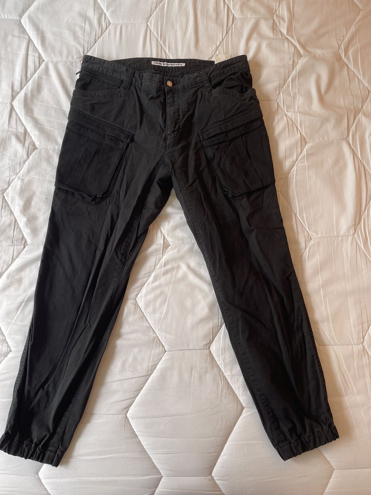 Image of White Mountaineering Black Cargo Pants, Men's (Size 36)