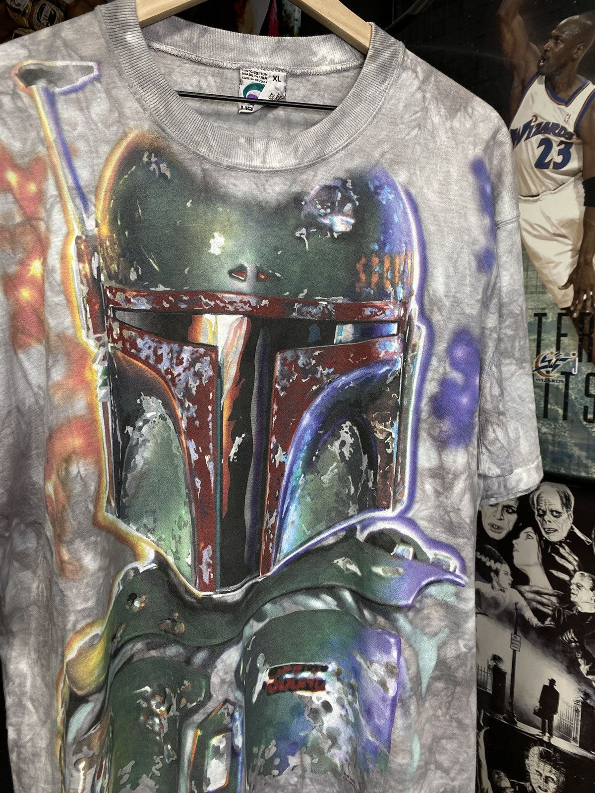 Vintage Vintage 1997 Boba Fett T-Shirt Star Wars Liquid Blue XLarge Size US XL / EU 56 / 4 - 7 Thumbnail