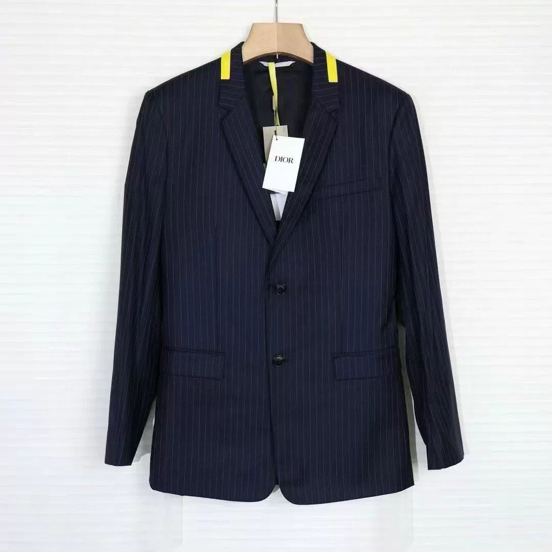 Dior DIOR Men's Dark Blue Striped Wool Blazer Size US M / EU 48-50 / 2 - 1 Thumbnail