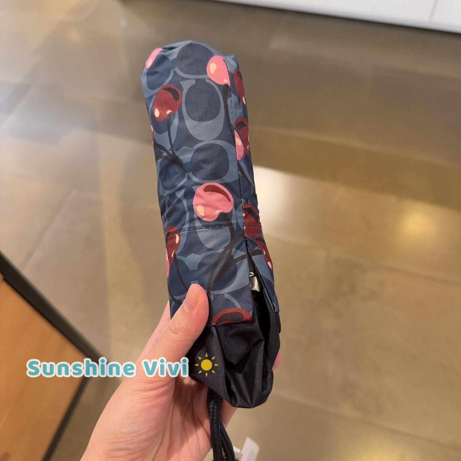 Coach NWT Coach UV Protection Mini Umbrella Gold/Denim cz929 Size ONE SIZE - 1 Thumbnail