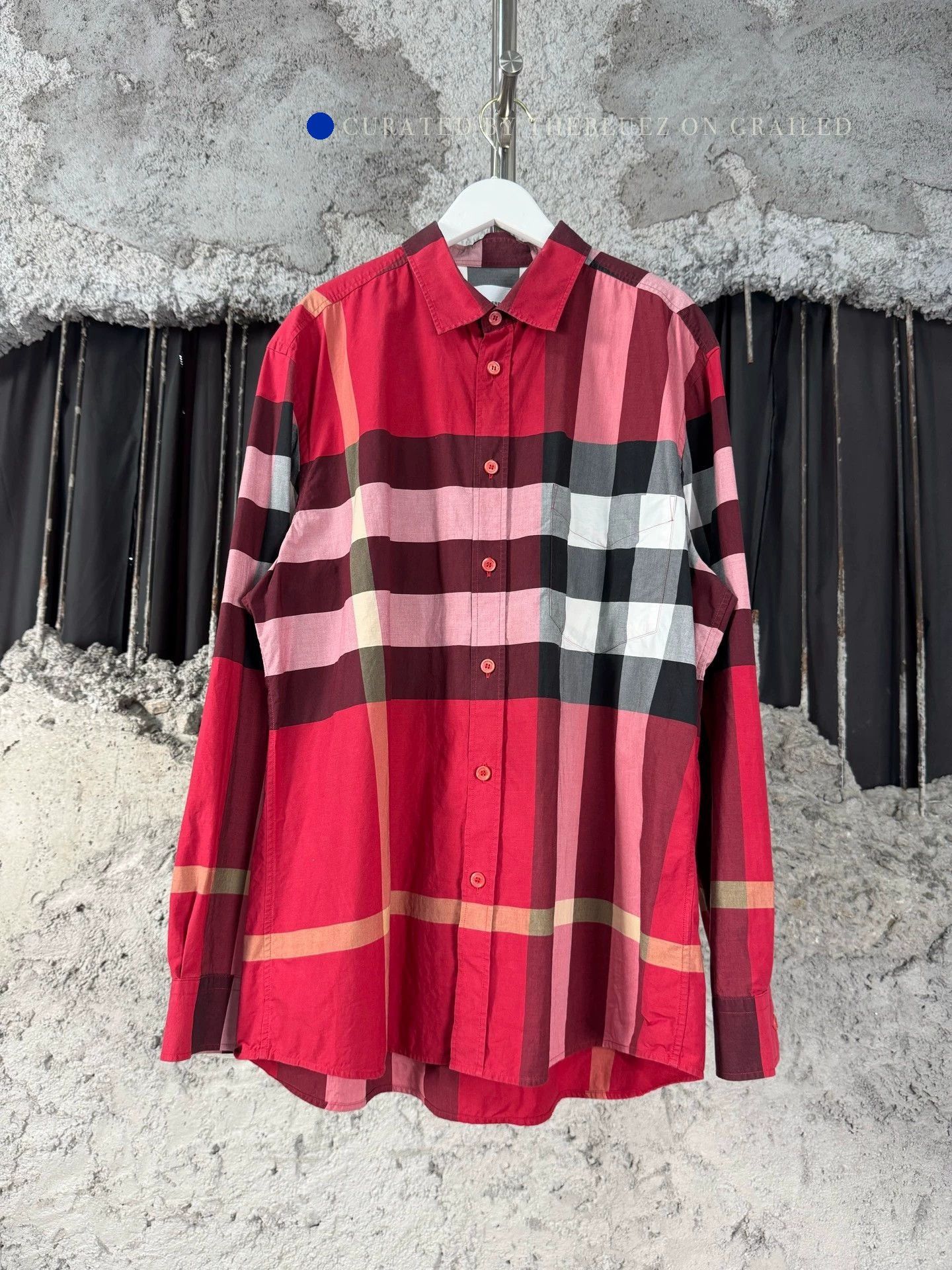 Burberry Red Checkered Long Sleeve Shirt in XL Size US XL / EU 56 / 4 - 1 Thumbnail