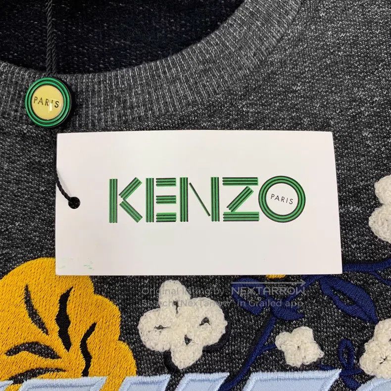 Kenzo Kenzo Dark Grey Logo Floral Embroidered Cotton Short Sleev Size M / US 6-8 / IT 42-44 - 7 Thumbnail