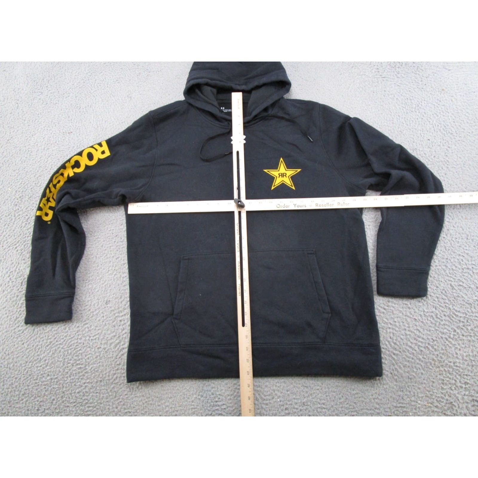 Under Armour VINTAGE Under armour Hooded Hoodie Mens L Black Y2K Rockstar Energy Drink Fox Racing SPELL OUT Shirt? Size US L / EU 52-54 / 3 - 5 Thumbnail