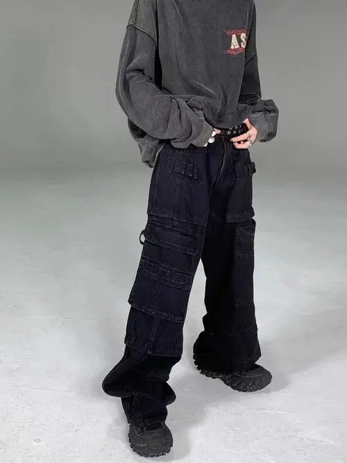 VIBE Industrial wash heavyweight cargo jeans with large pockets Size US 32 / EU 48 - 8 Thumbnail
