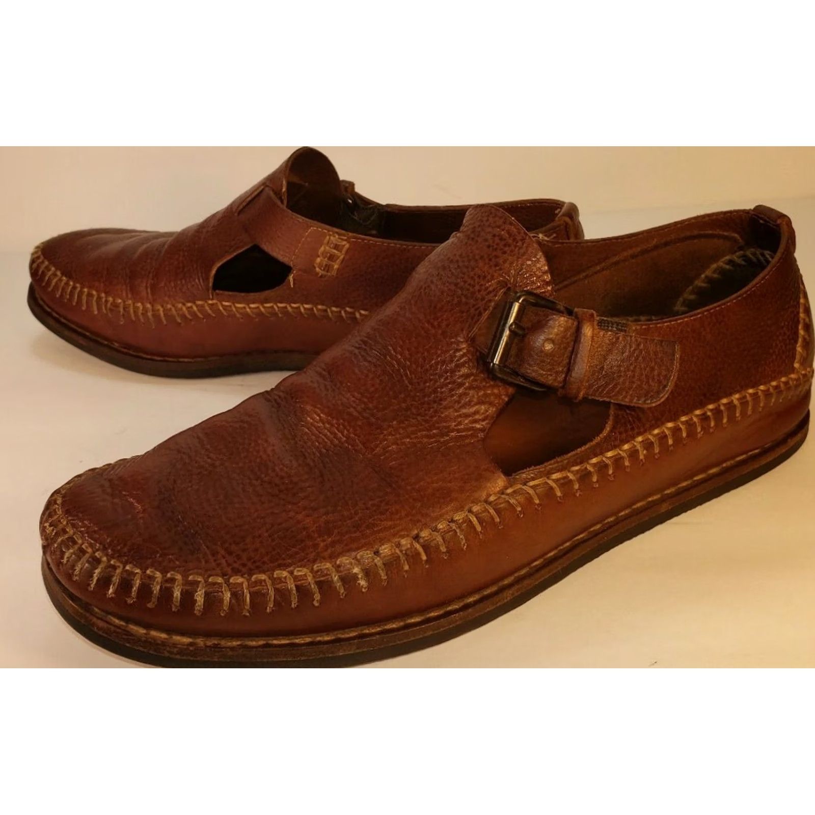 Cole Haan Cole Haan Hand Sewn Flats Loafer Mens 8.5M Brown Leather Buckle, Brass, Flat, Pre-owned, Vintage Style Size US 9 / EU 42 - 4 Thumbnail