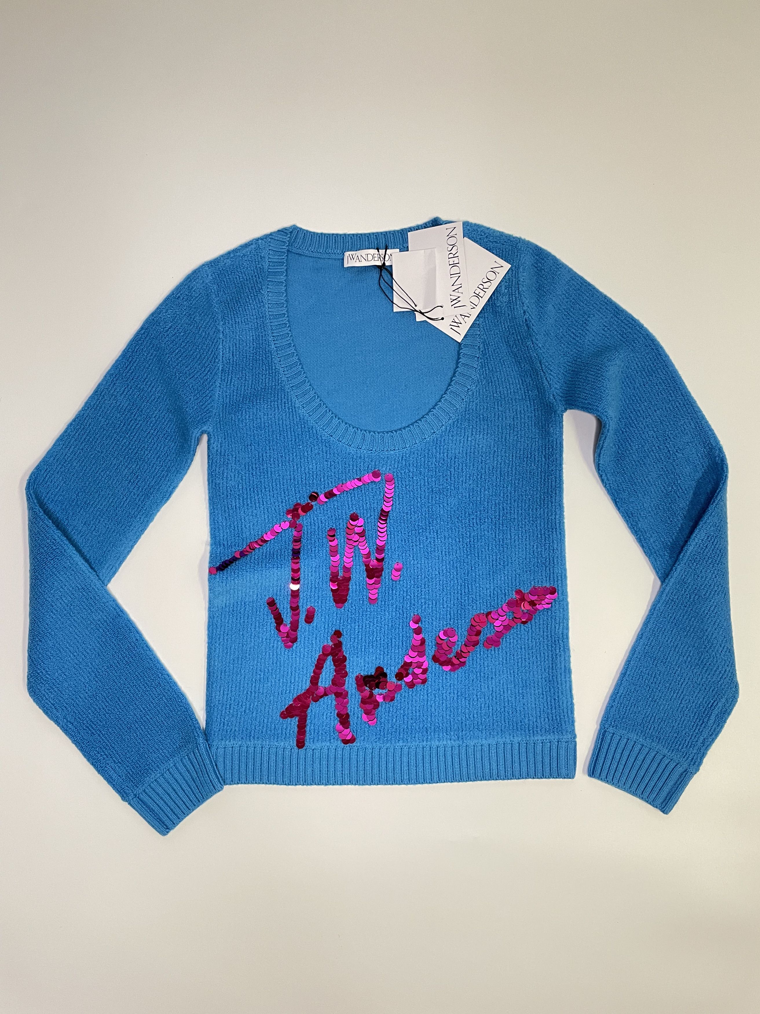 image of J W Anderson Jw Anderson Sequin Blue Sweater (1198), Women's (Size XS)