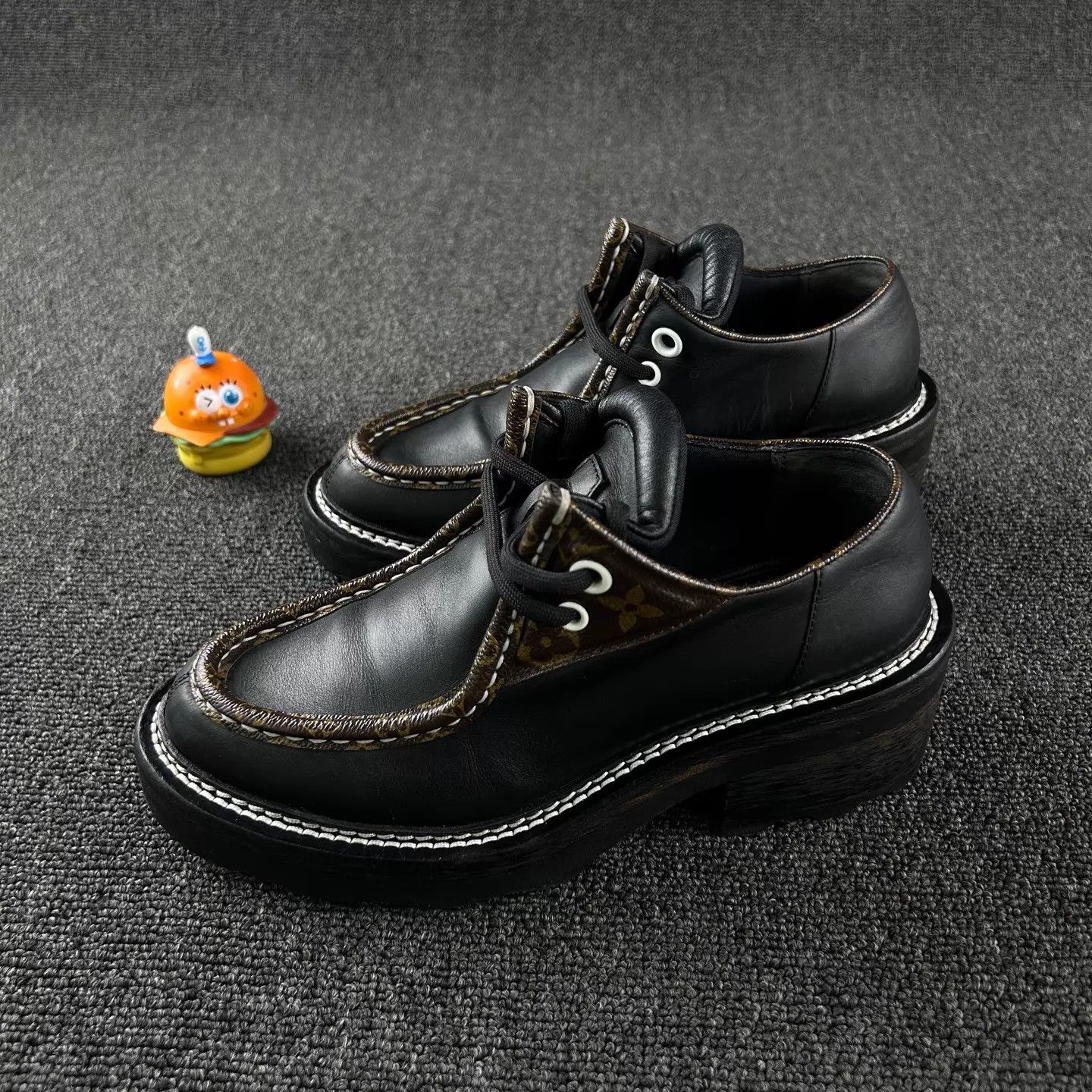 Louis Vuitton LV Platform Loafer Black Monogram EUR 36.5 Size US 6 / IT 36 - 1 Thumbnail