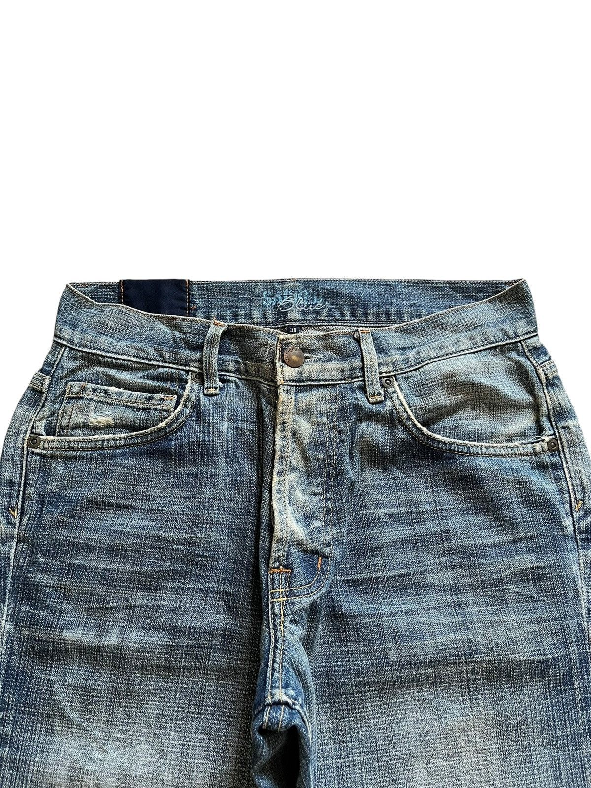 Japanese Brand Vintage USA Sacred Blue Bootcut Faded Wash Distressed Jeans Size US 29 - 4 Thumbnail