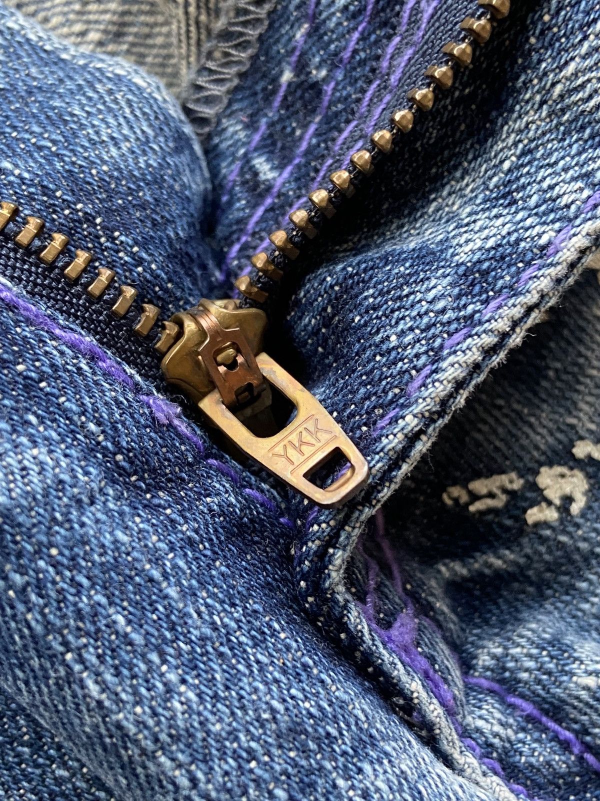 Le Grande Bleu (L.G.B.) 2000s Ba-Tsu Studio - Skull Boy AOP Denim Pants Size US 26 / EU 42 - 11 Thumbnail