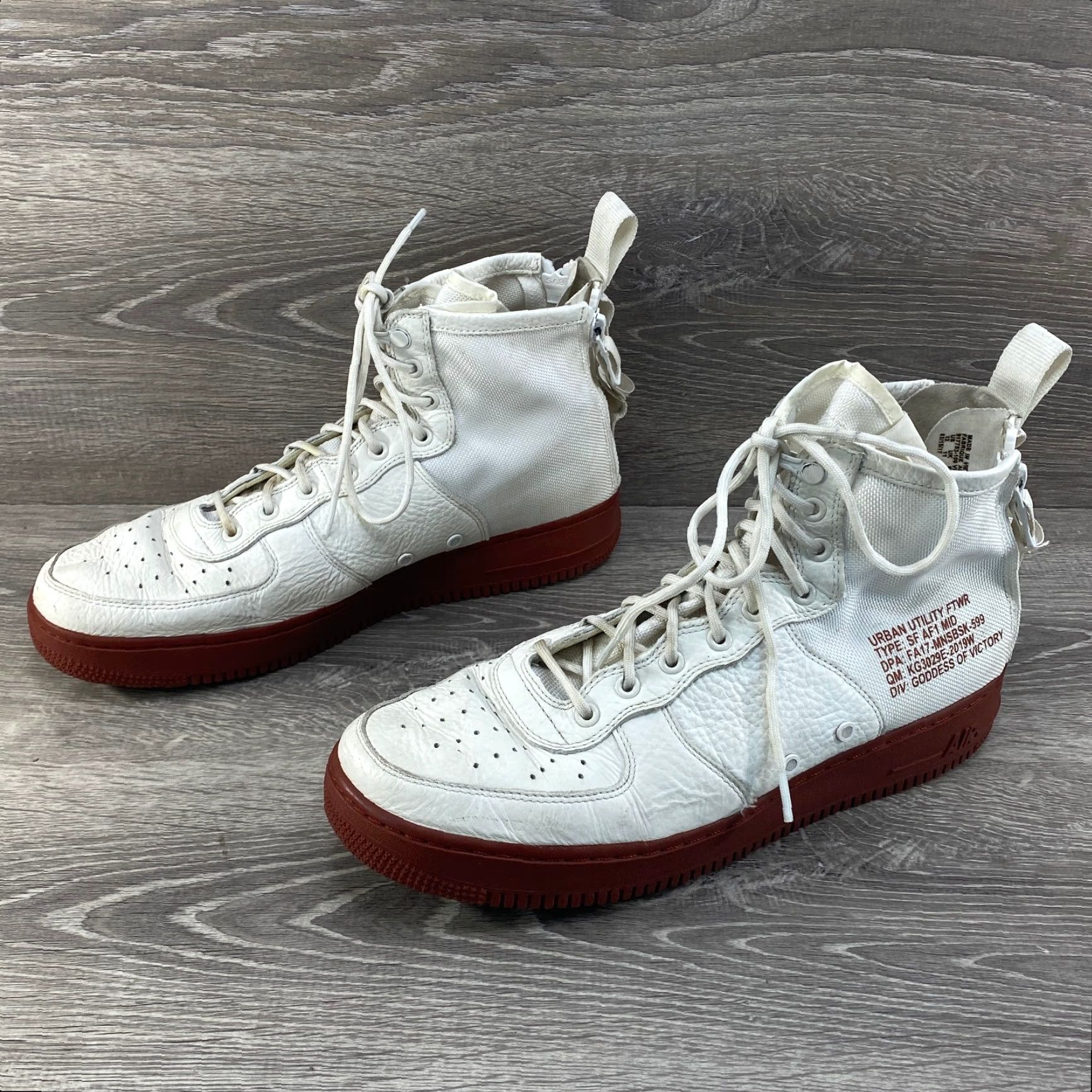 Nike Nike SF Air Force 1 Mens Mid 12 Ivory White Leather Canvas Red Mars White Boot Shoe Size US 11 / EU 44 - 5 Thumbnail