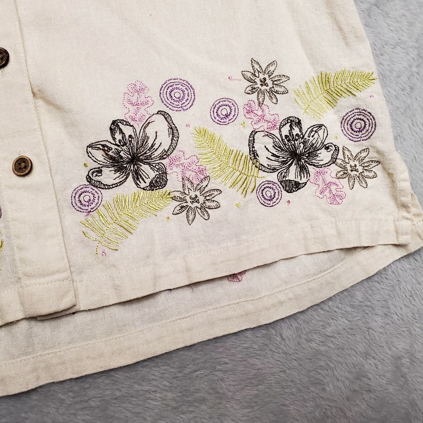 Vintage VINTAGE Christopher Banks Shirt Womens M Beige Linen Blend Floral Embroidered Size M / US 6-8 / IT 42-44 - 4 Thumbnail