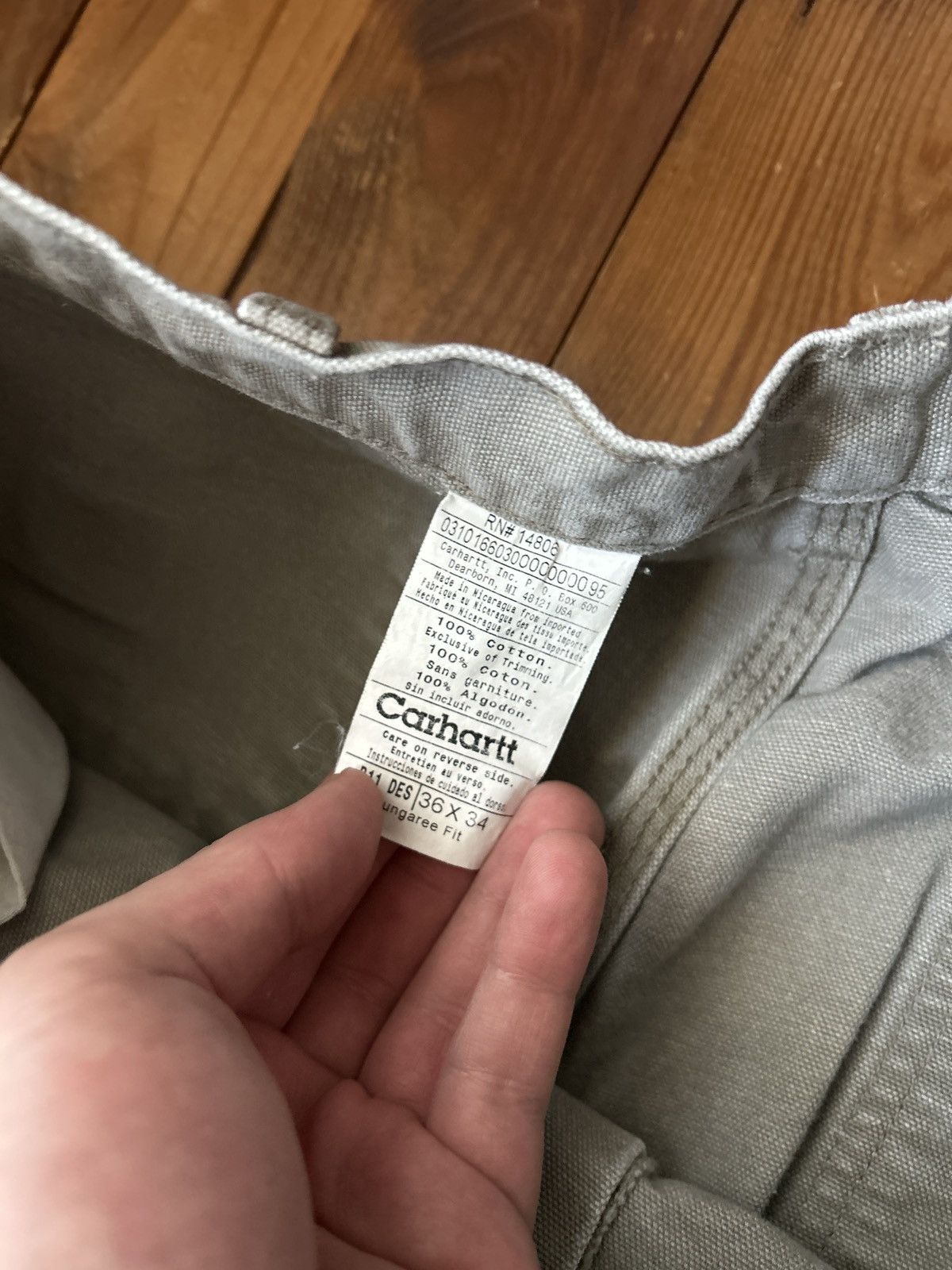 Carhartt × Vintage Vintage 90s Carhartt Stone Grey Carpenter Work Pants Size US 33 - 3 Thumbnail