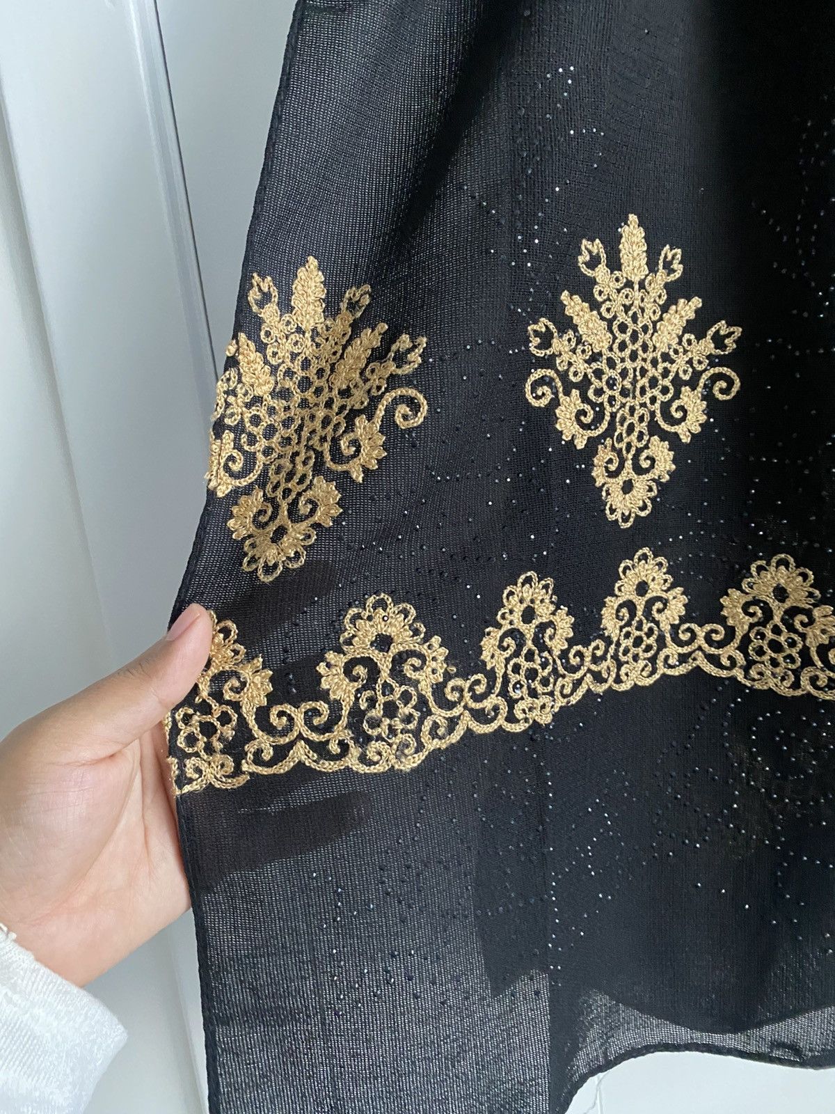 Other Embroidered Gold & Black Stone Shimmer Wrap Head Scarf Size ONE SIZE - 3 Thumbnail