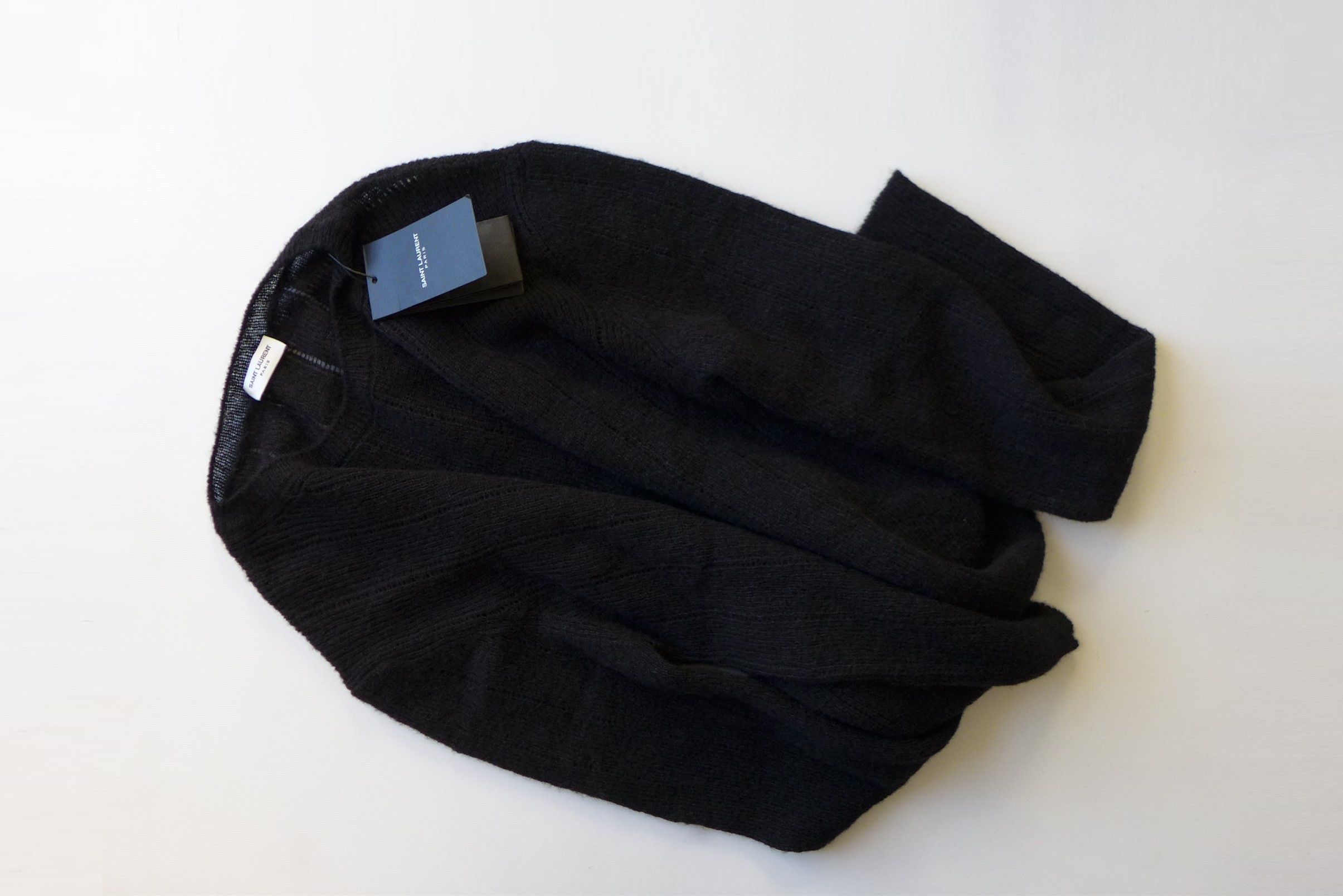 Saint Laurent Paris Saint Laurent Openwork Knit Sweater -- Black Alpaca Size US XL / EU 56 / 4 - 13 Thumbnail