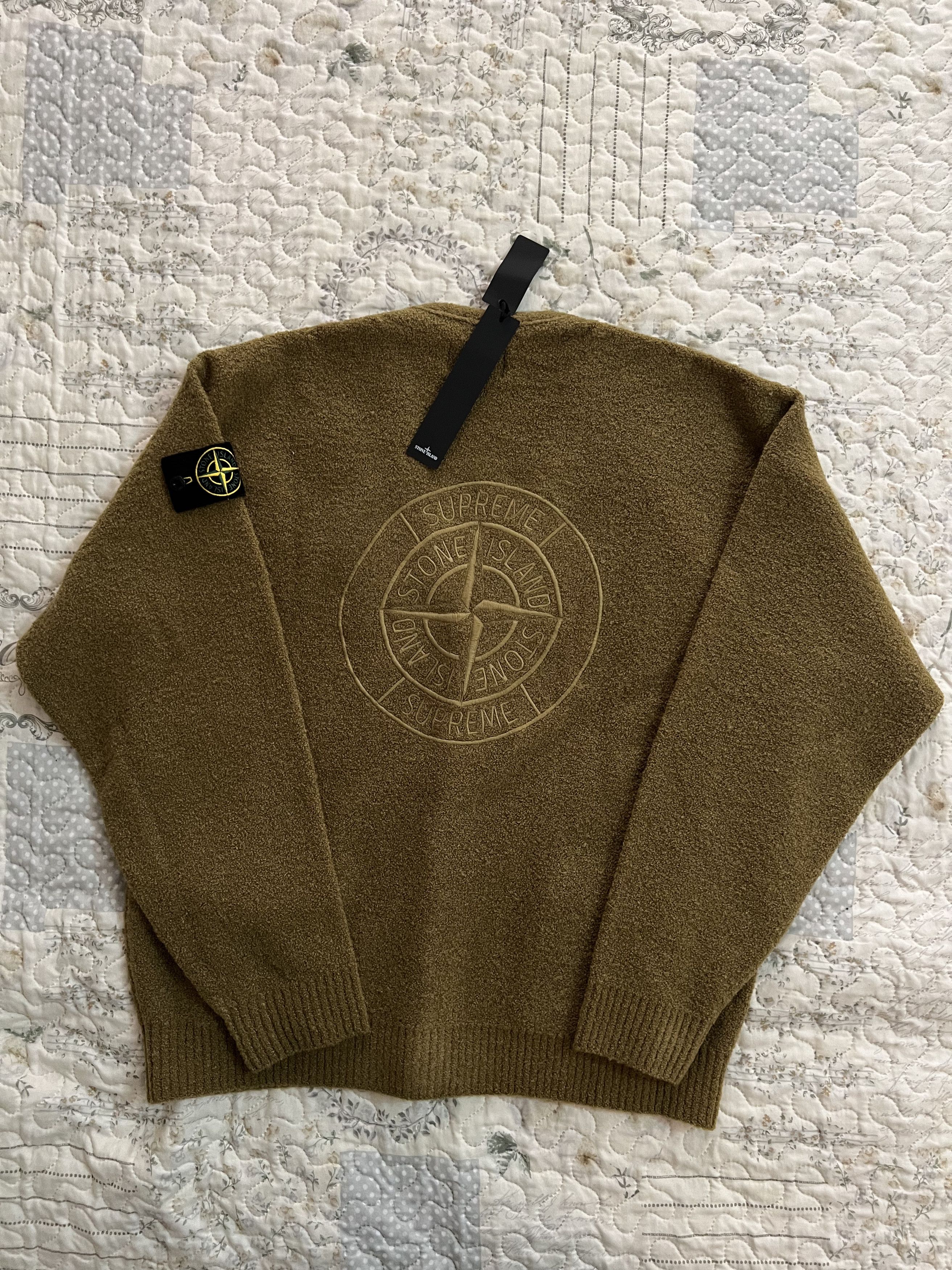 Stone Island × Supreme Supreme Stone Island Bouclé Cardigan olive M Size US M / EU 48-50 / 2 - 2 Thumbnail