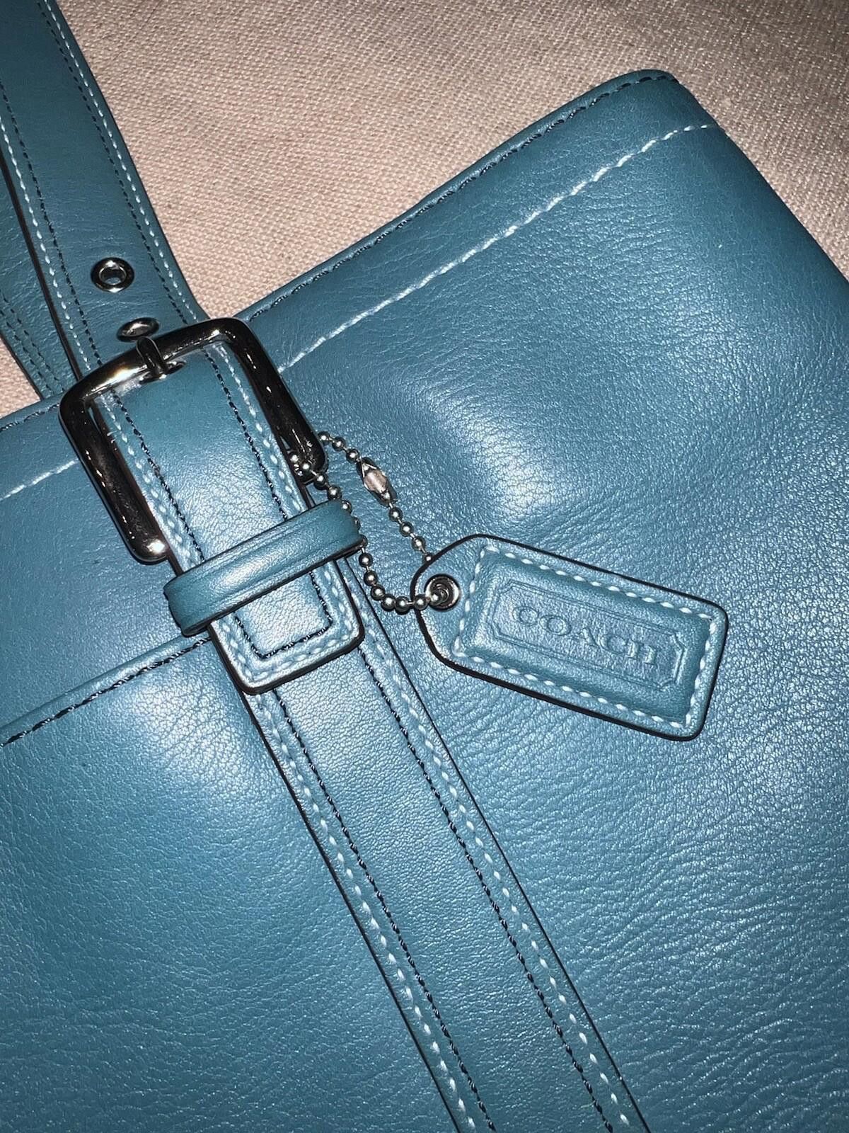 Coach SPRING Teal Peacock Blue Coach Bag Tote Purse Carry All Zip Size ONE SIZE - 2 Thumbnail