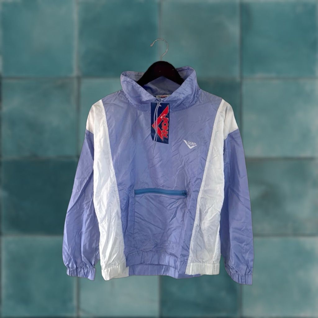 PONY VINTAGE PONY Jacket Womens Windbreaker 80s Pullover NWT Deadstock Purple Lavender White Embroidered Logo M Size M / US 6-8 / IT 42-44 - 1 Thumbnail
