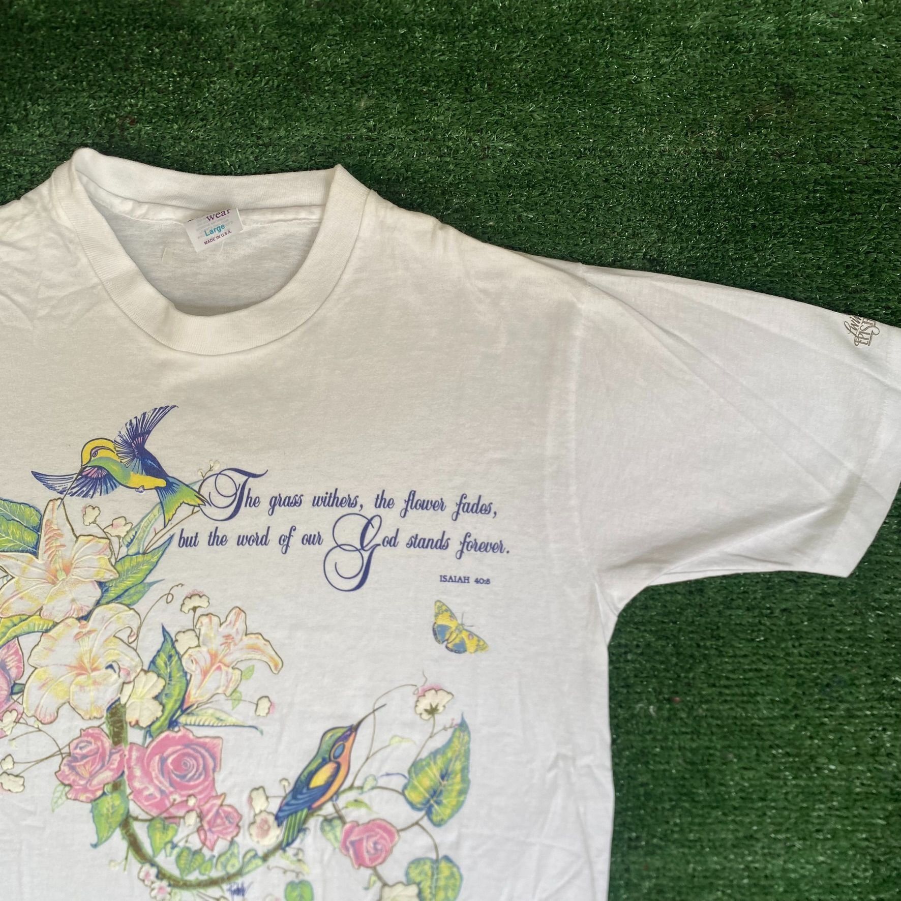 Vintage Vintage 90s Floral Nature Shirt Cute Birds Flowers God Tee Size US M / EU 48-50 / 2 - 2 Thumbnail