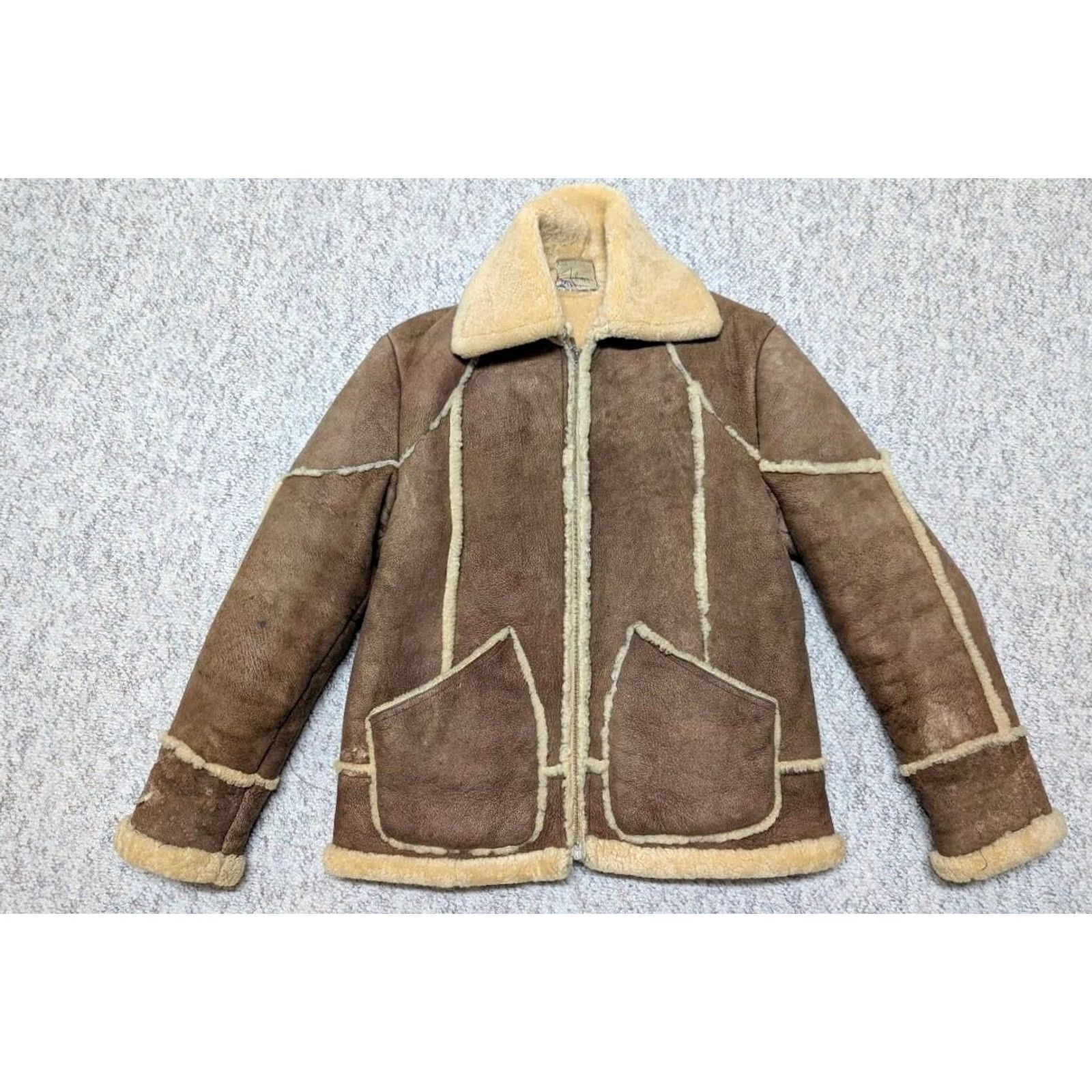 Vintage VINTAGE Filenes jacket Bomber Jacket Men M Brown Shearling/Sheepskin Leather 40 Rancher 40in chest Finland 1990s Mens Size US M / EU 48-50 / 2 - 6 Thumbnail
