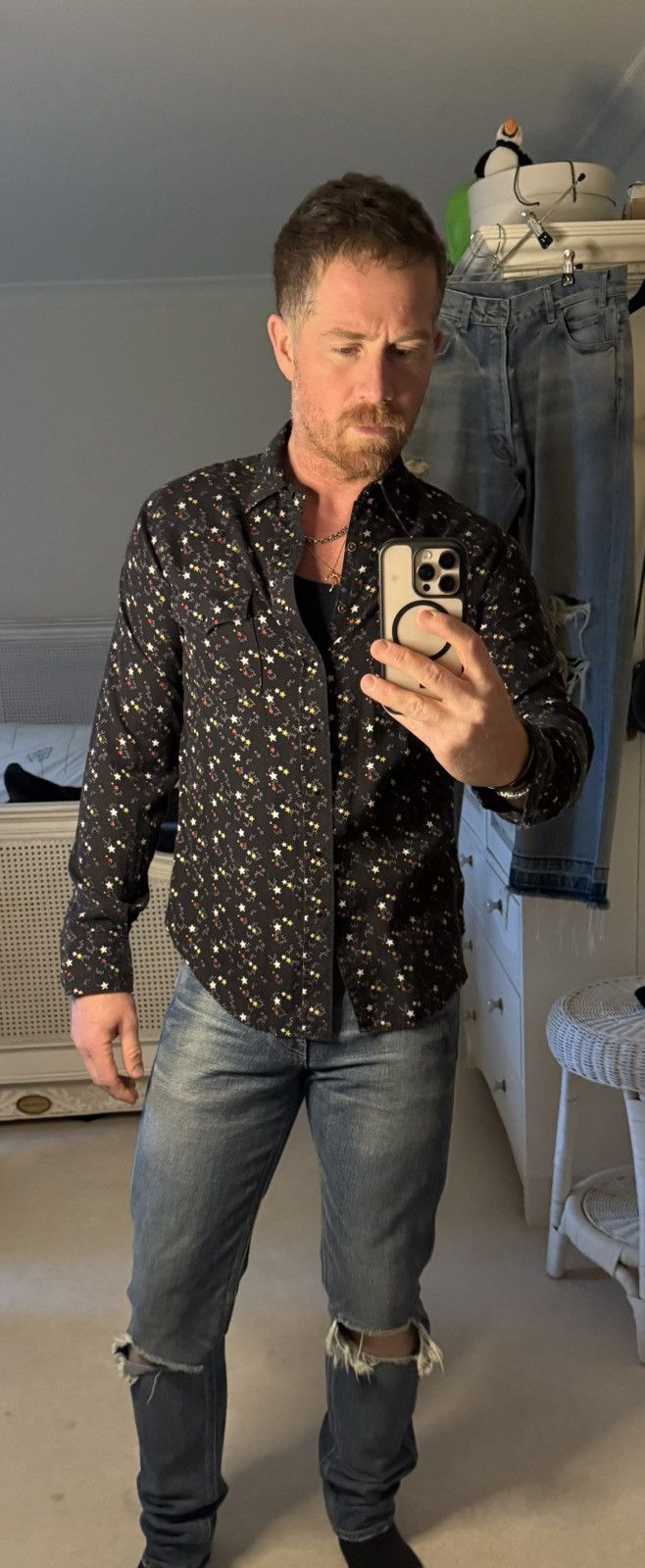 Saint Laurent Paris Saint Laurent star print western black shirt Size US M / EU 48-50 / 2 - 8 Thumbnail