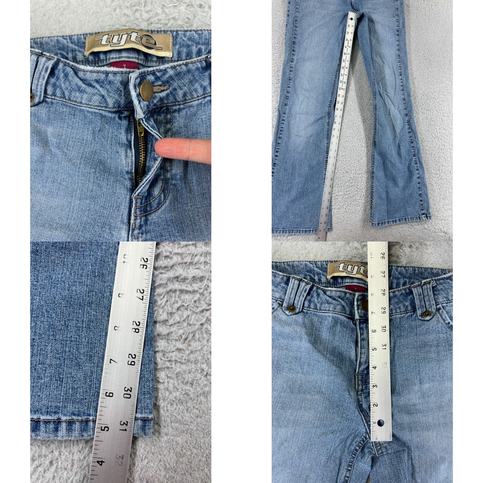 Denime Duplex Jeans Women 7 Blue Denim Low Rise Flared Embroidered Cotton Denim Jeans Womens 7 Size 28" / US 6 / IT 42 - 8 Thumbnail