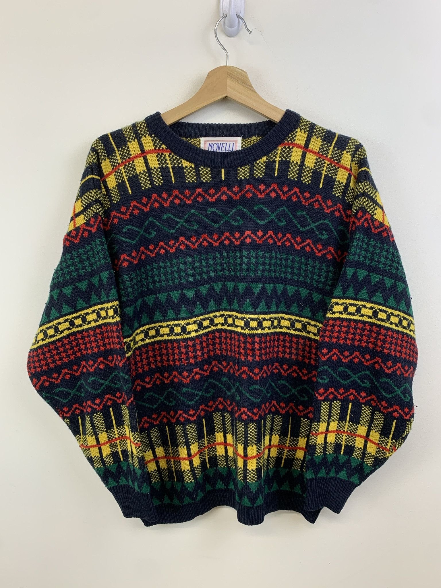 Other Vintage 1990s Pattern Stripe knit Sweater Novelli Knit Sweater Size M Size US M / EU 48-50 / 2 - 1 Thumbnail