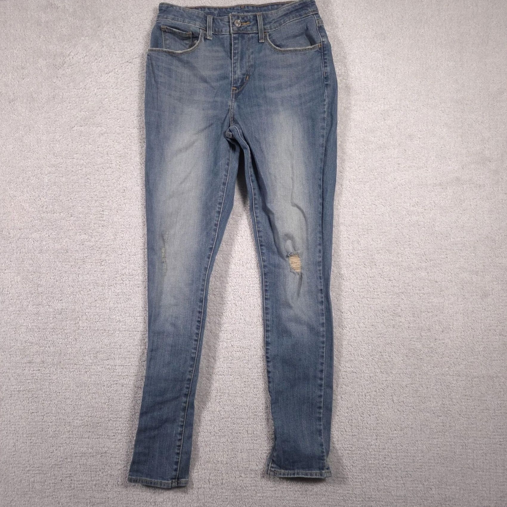 Levi's Levis Jeans Womens 28 Blue High Rise Skinny Distressed Stretch Denim Medium Wash Size 28" / US 6 / IT 42 - 2 Thumbnail