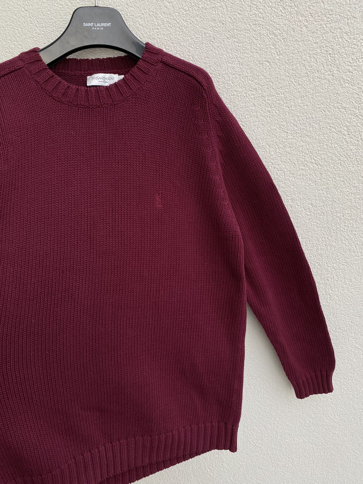 Yves Saint Laurent Burgundy YSL Sweater Knit Heavy Thick YSL Sweatshirt Size US XXL / EU 58 / 5 - 8 Thumbnail