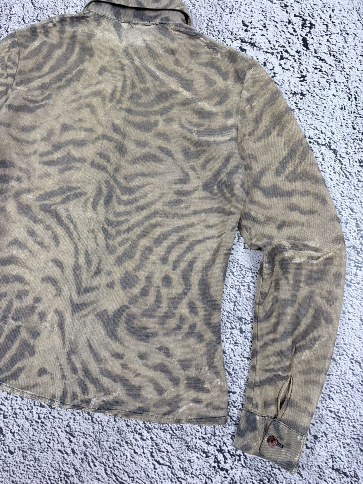 Japanese Brand Vintage Y2K Sheer Mesh Zebra Print Glitter Shirt Size S / US 4 / IT 40 - 9 Thumbnail