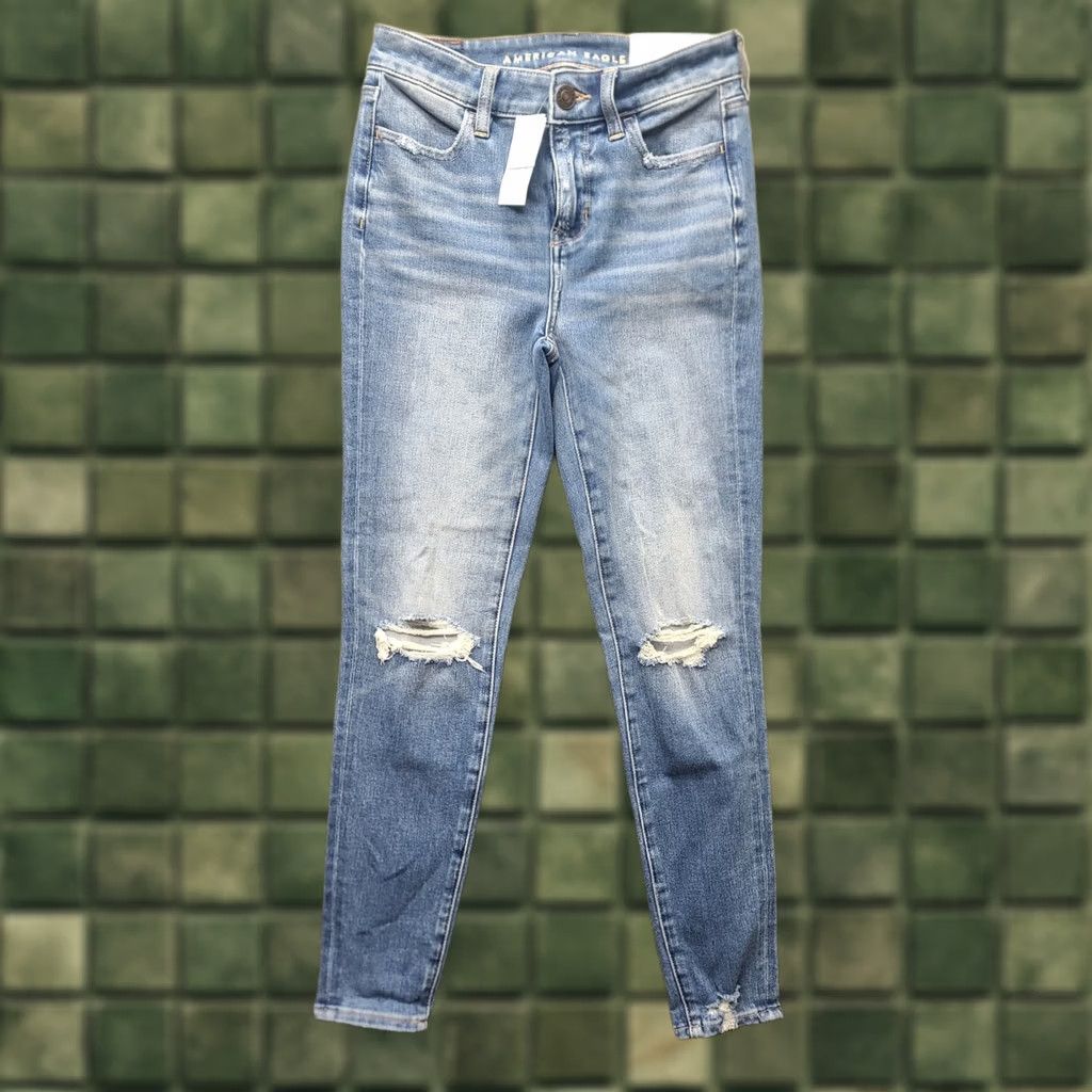 American Eagle Outfitters VINTAGE American Eagle Jeans Womens 0 25x28 Short The Dream Hi Rise Distressed Jegging 90s Womens Jeans Size 25" / US 0 / IT 36 - 1 Thumbnail