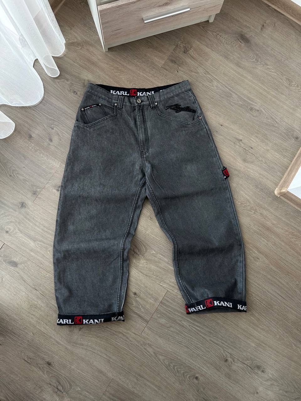 Karl Kani × Vintage Vintage Karl Kani Gray Baggy Distressed Faded Pants Size US 36 / EU 52 - 13 Thumbnail