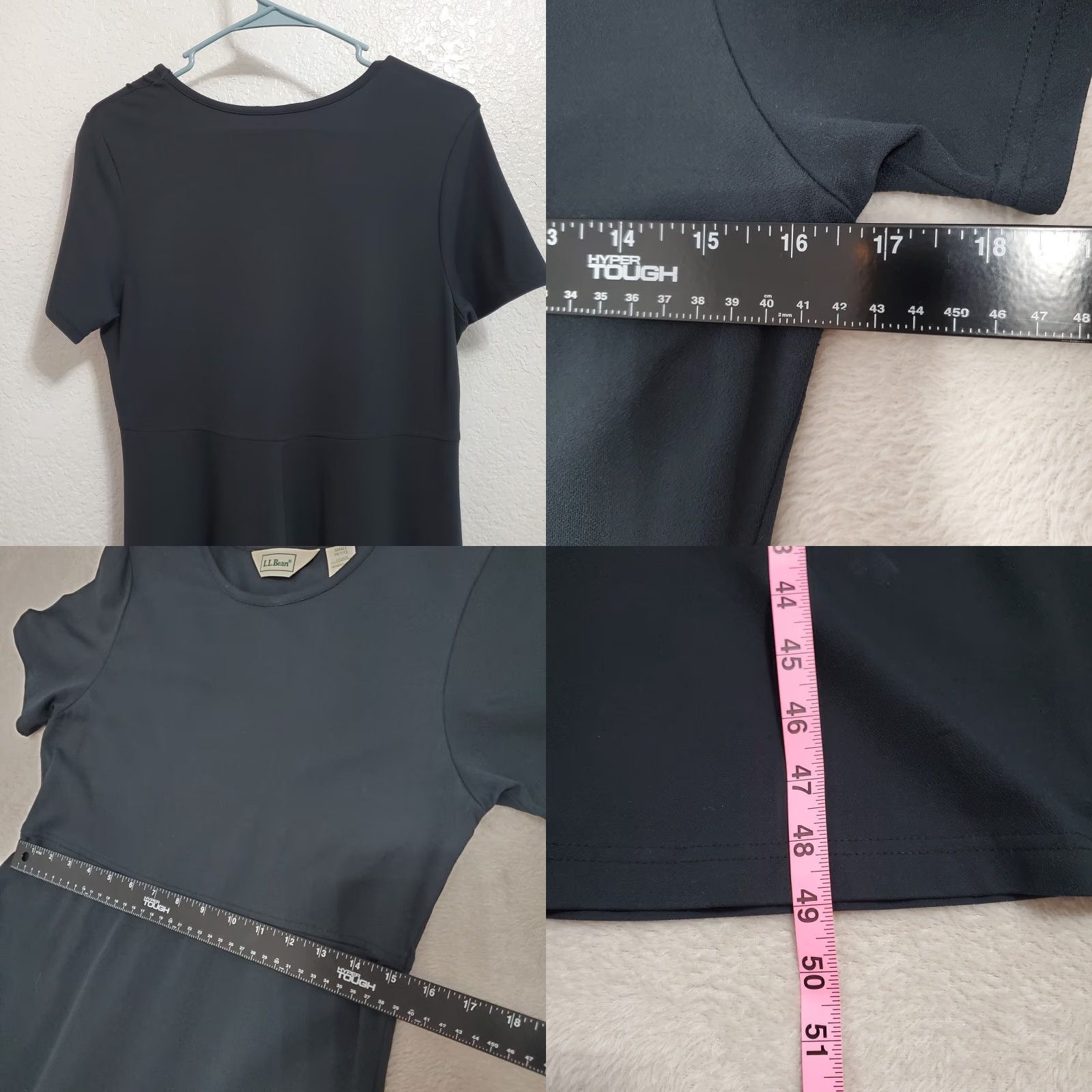 Vintage VINTAGE L.L. Bean Dress Woman Petite S Black A-Line Maxi Short Sleeve Crew Neck Stretch Cap​sule Size 28" / US 6 / IT 42 - 8 Thumbnail
