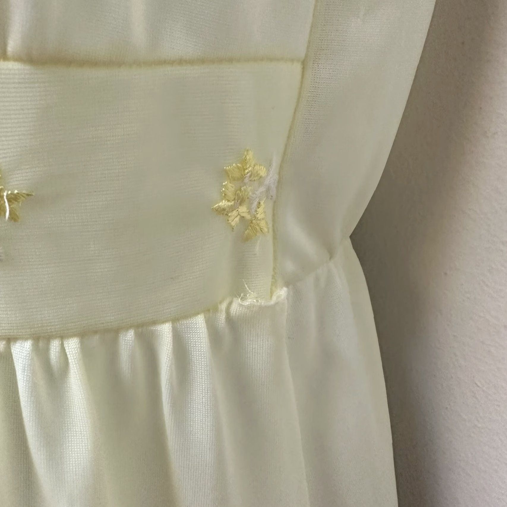 Vintage VINTAGE Nightgown Yellow Silky Nylon Long Nightgown Dainty Floral Embroidery M Nylon Nightgown Yellow Vintage Nightgown Womens Nightgown Size ONE SIZE - 4 Thumbnail
