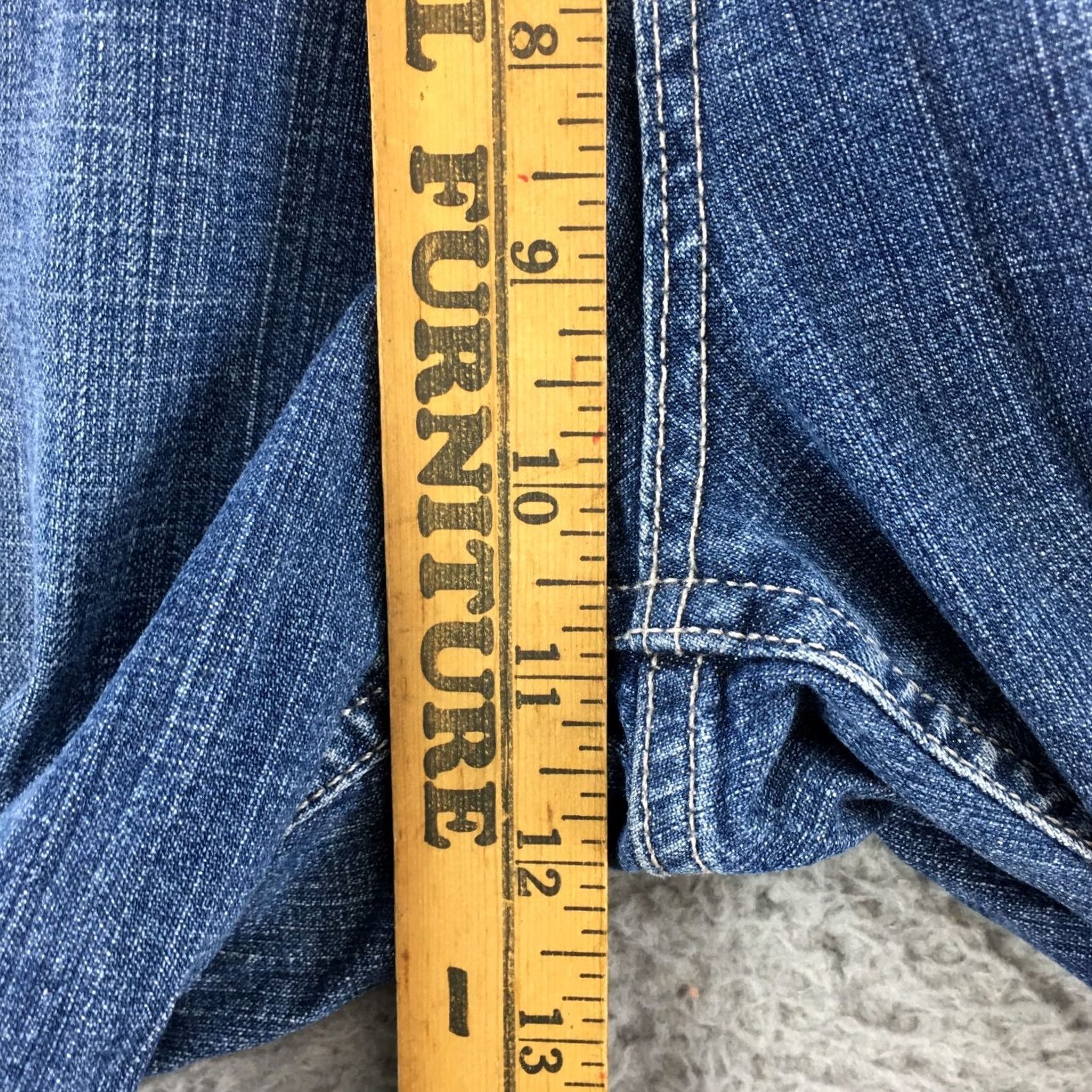 Vintage Riders Bermuda Shorts Womens 32 Blue Denim Cotton Blend High Rise Zip Fly Casual Summer 5-Pocket Womens Size 24" / US 00 / IT 34 - 7 Thumbnail