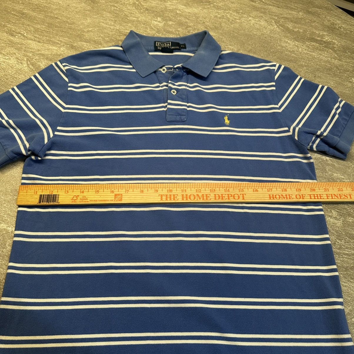 Polo Ralph Lauren × Vintage Vintage Polo Ralph Lauren Polo Shirt Mens XL Blue Striped Size US XL / EU 56 / 4 - 5 Thumbnail