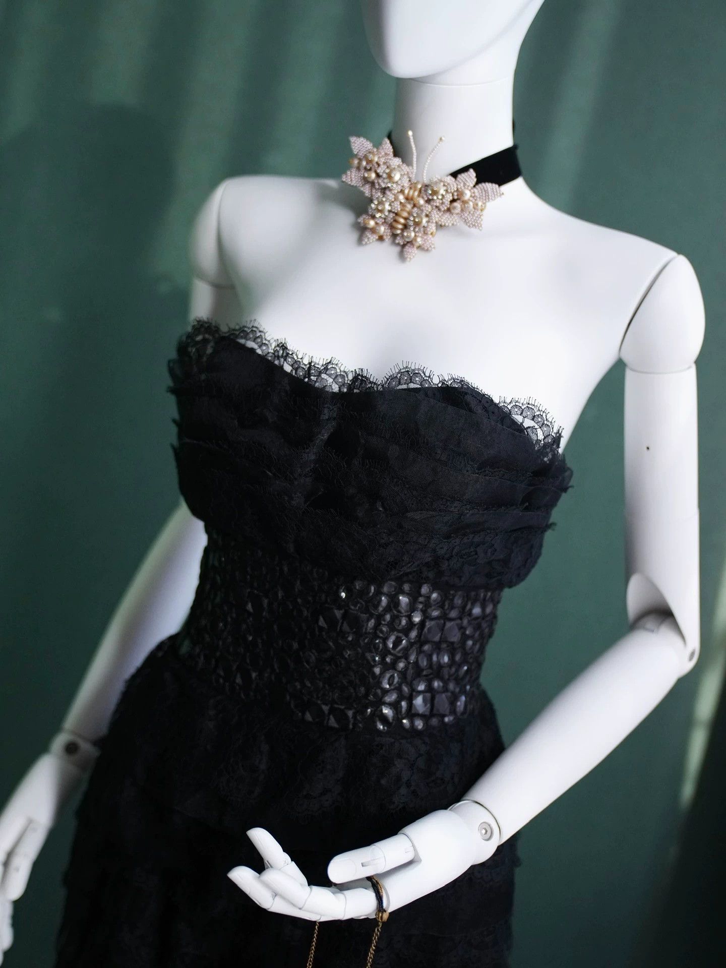 Marchesa Marchesa Black Tulle-Lace Strapless Silk Dress US4 Size S / US 4 / IT 40 - 4 Thumbnail