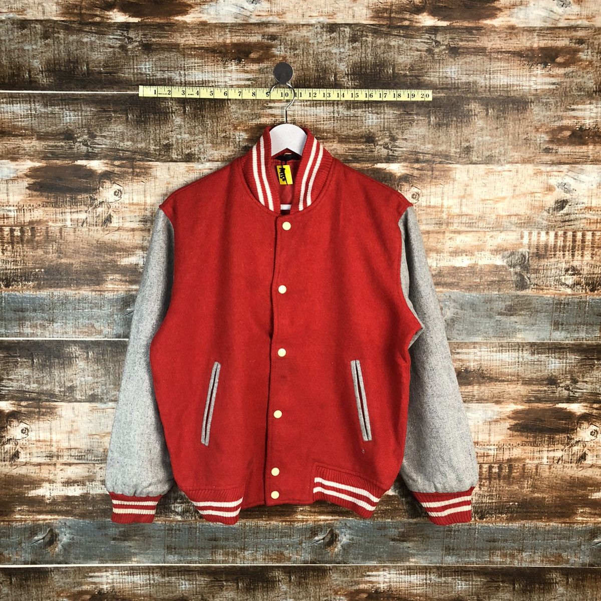 Japan vintage plain Red Bomber varsity Jacket #A1756