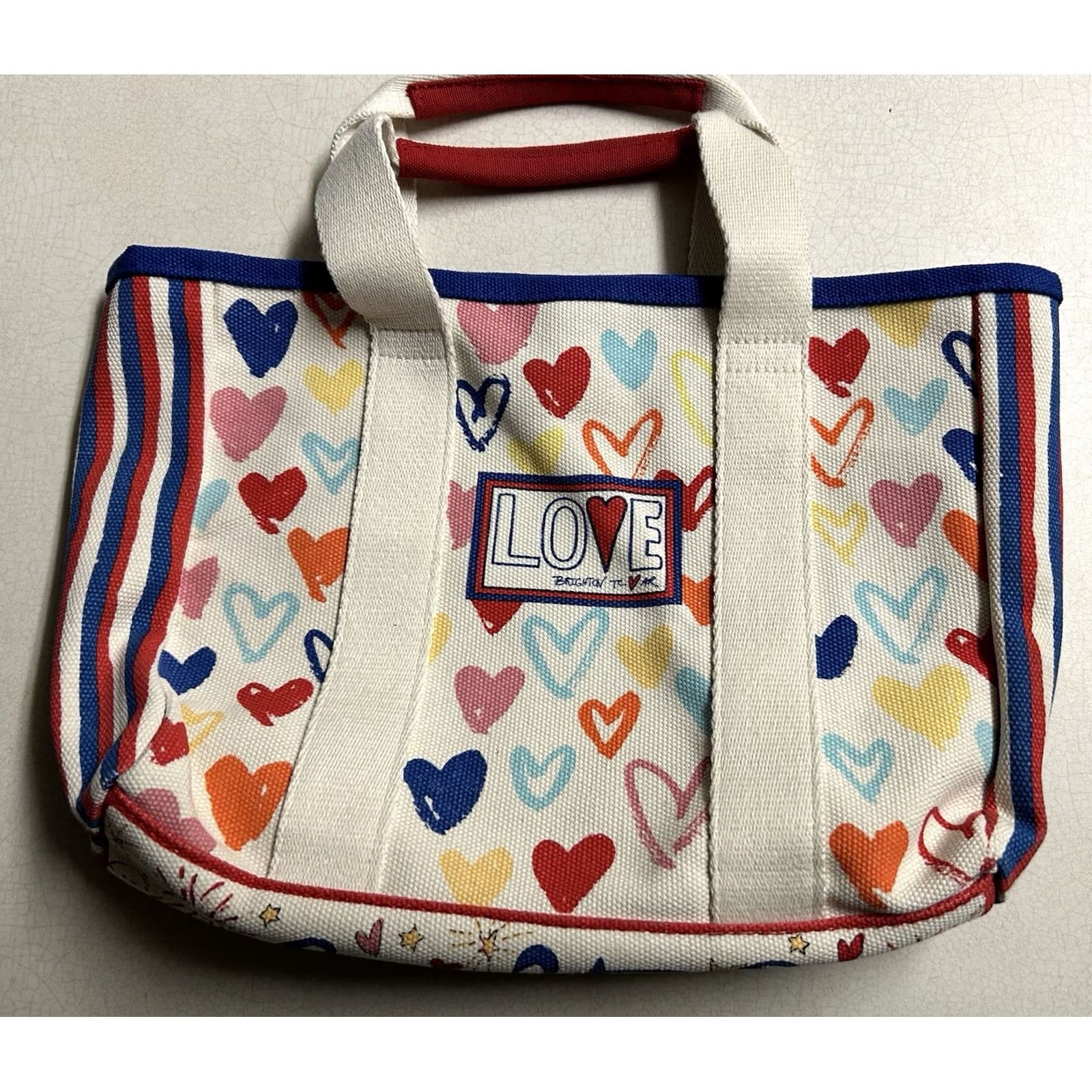 Brighton VINTAGE Brighton Mini Canvas Tote Love Hearts Print Crossbody Bag Purse Size ONE SIZE - 2 Thumbnail