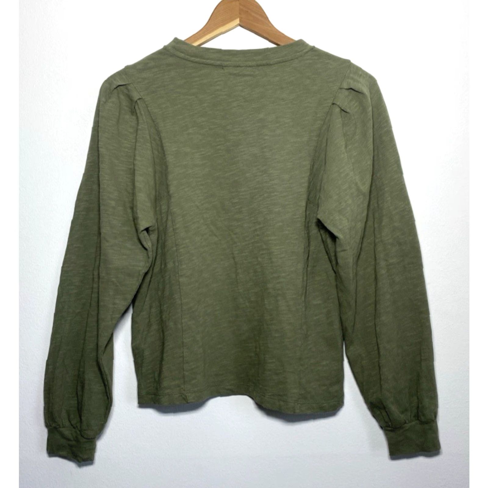 Marine Layer VINTAGE Women's Marine Layer Long Sleeve Top Shirt Adult Small Green Cotton 100% - Classic Lightweight Crew Neck Pullover T-Shirt Womens Size S / US 4 / IT 40 - 2 Thumbnail