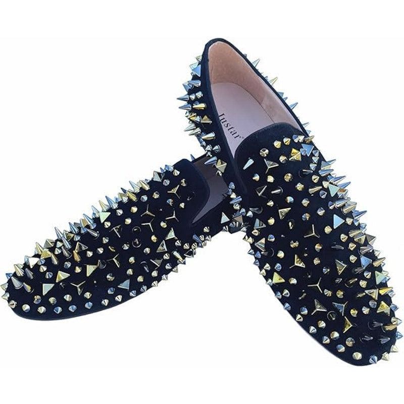 Other Justar Men's 11 Black Suede Studded Loafer Slide-On Shoes Size US 11 / EU 44 - 2 Thumbnail