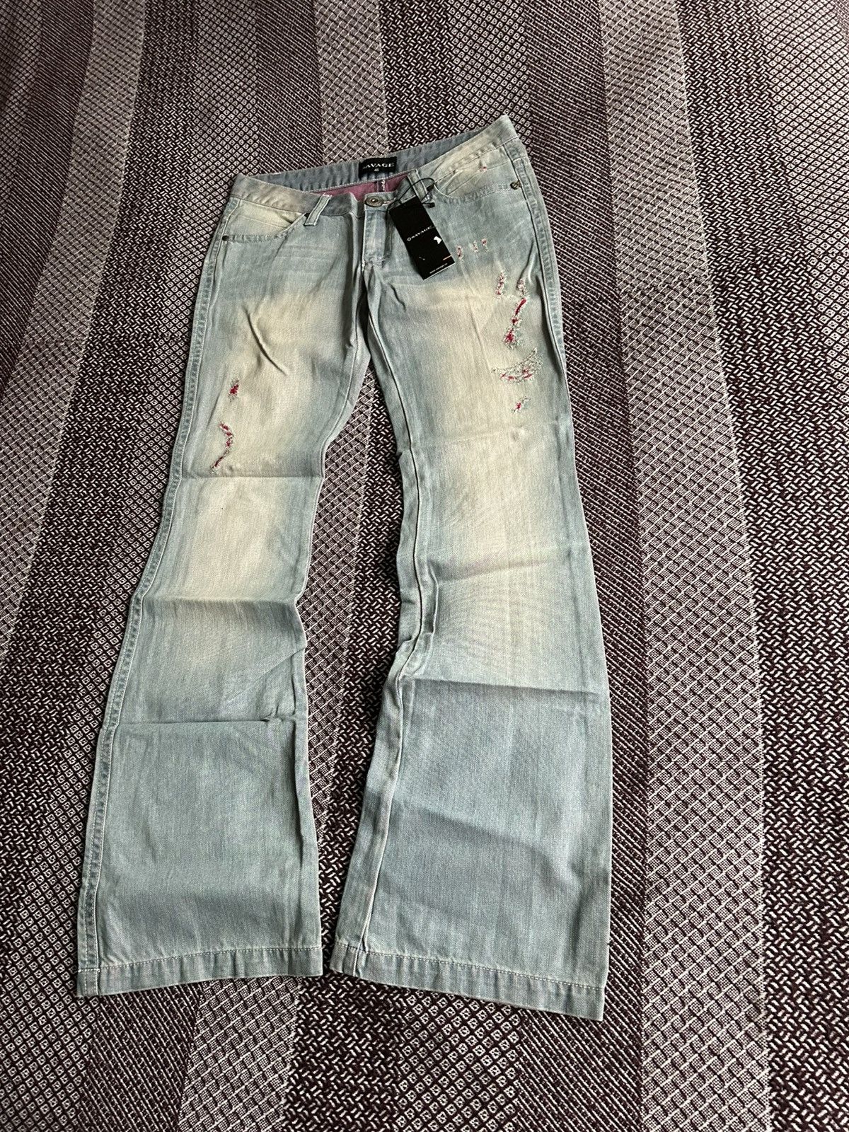 Vintage Vintage Savage Women Y2K Jeans Denim Faded Flare Pants Sz 46 Size 32" / US 10 / IT 46 - 2 Thumbnail