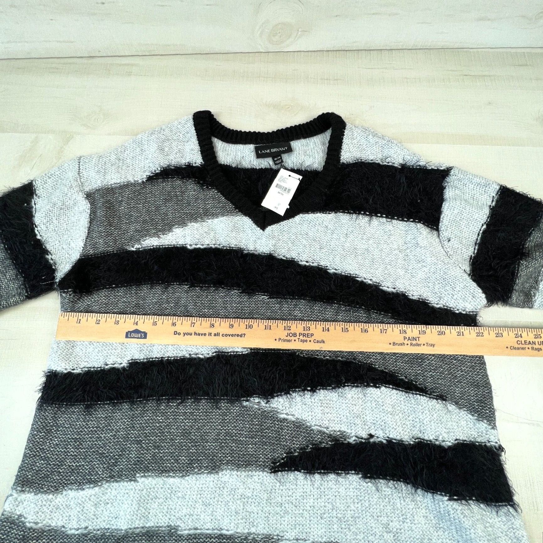 Vintage Lane Bryant Womens Plus Size Sweater Pullover Fuzzy Boxy Soft Black Gray 18/20 Size XXL / US 16-18 / IT 52-54 - 7 Thumbnail