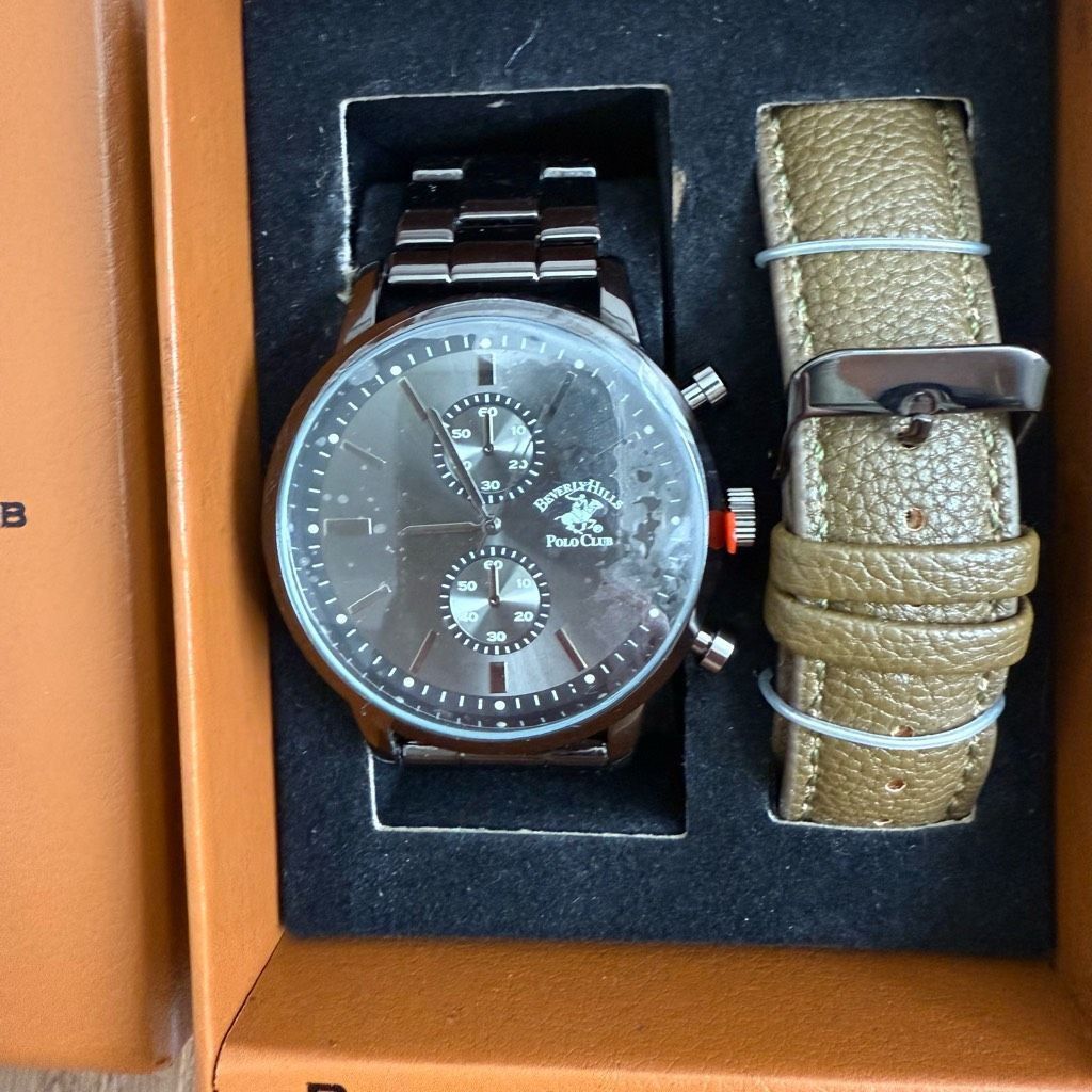 Beverly Hills Polo Club NIB Beverly Hills Polo Club Watch 2 Bands Gunmetal Line Brow Size ONE SIZE - 2 Thumbnail