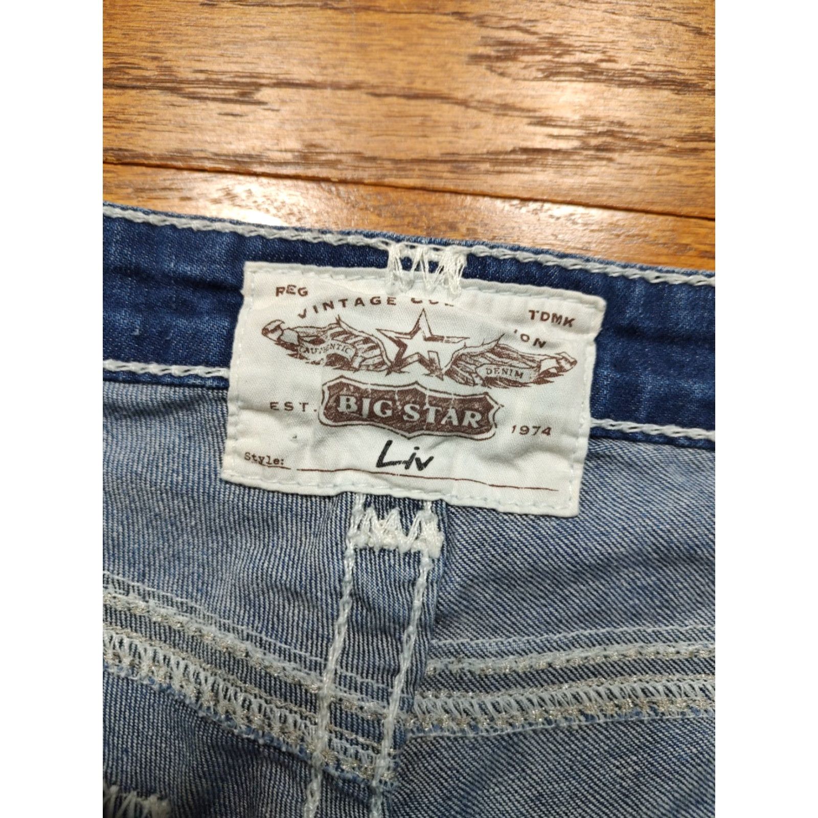 Vintage BIG STAR Jeans Womens 26 X 27 Inseam Blue Crop Raw Hem Western Straight Jeans Women 26 Size 26" / US 2 / IT 38 - 4 Thumbnail
