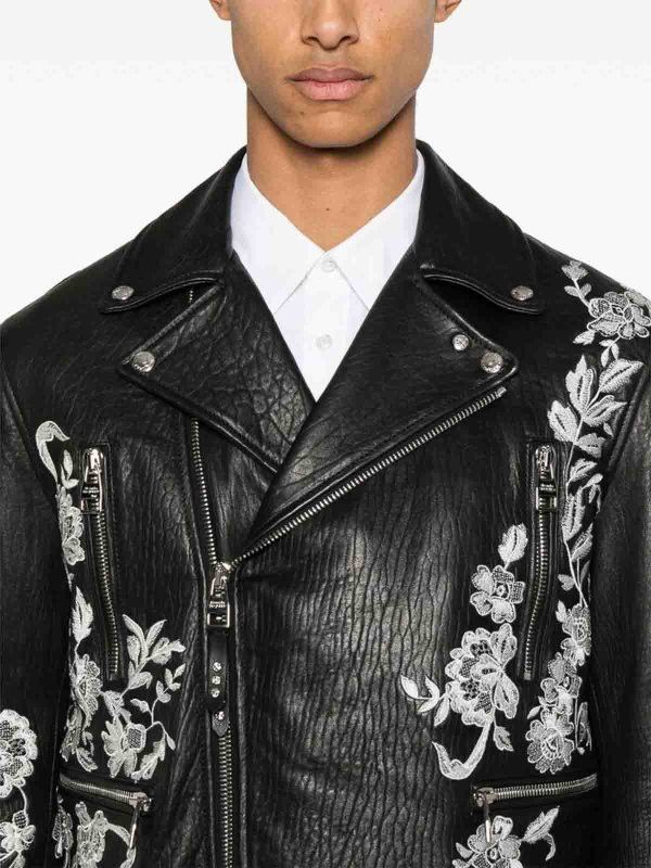 Alexander McQueen o1srvl11e0226 Leather Biker Jacket In Black Size US XL / EU 56 / 4 - 2 Thumbnail