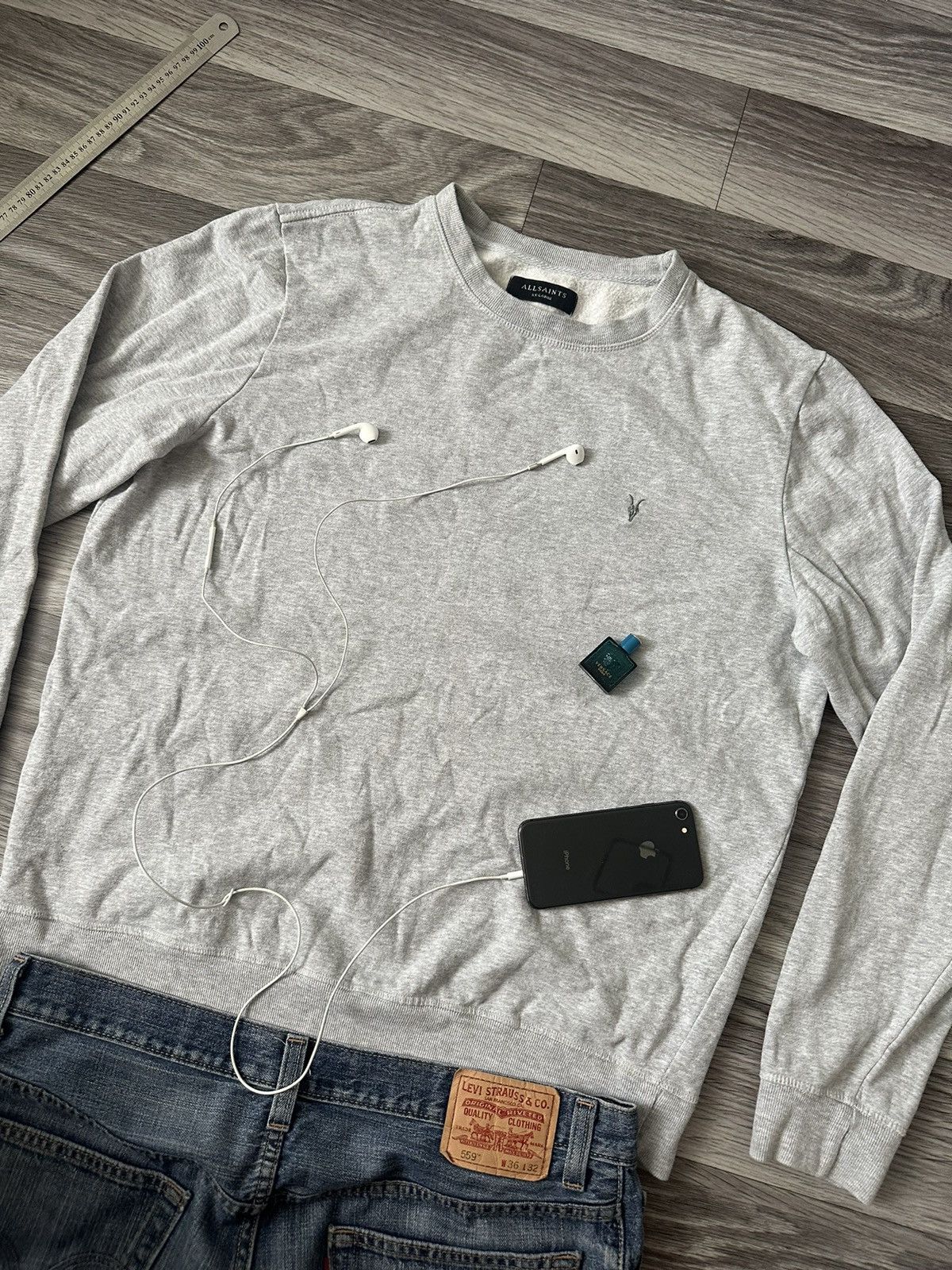 Allsaints All Saint Vintage Oldmoney Grey Sweatshirt luxury Size US XXL / EU 58 / 5 - 2 Thumbnail