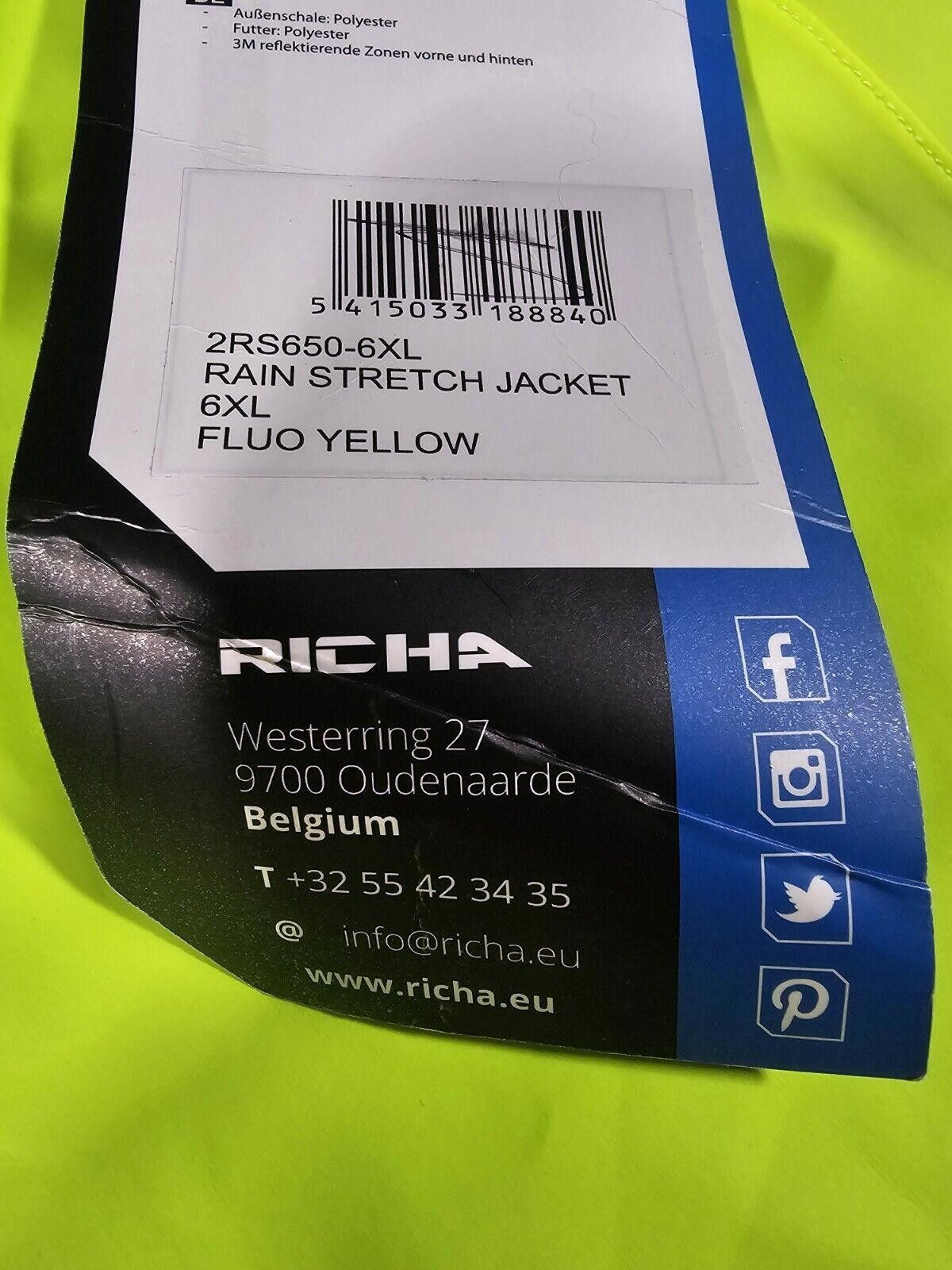 Designer Richa Rain stretch jacket Hi Vis Riding Motorcycle 6XL NWT Size ONE SIZE - 3 Thumbnail