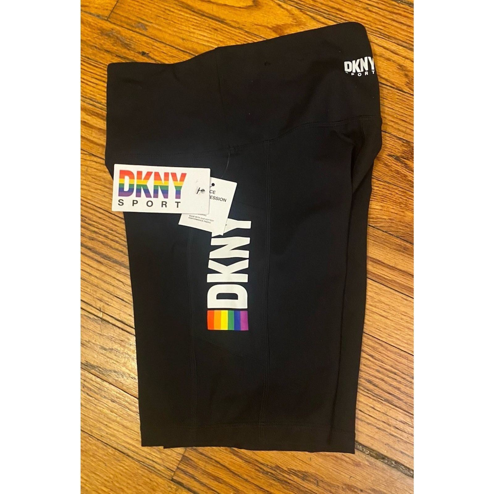 DKNY NWT DKNY Biker Soft Shorts Women’s XS Black Multi Size 25" / US 0 / IT 36 - 1 Thumbnail