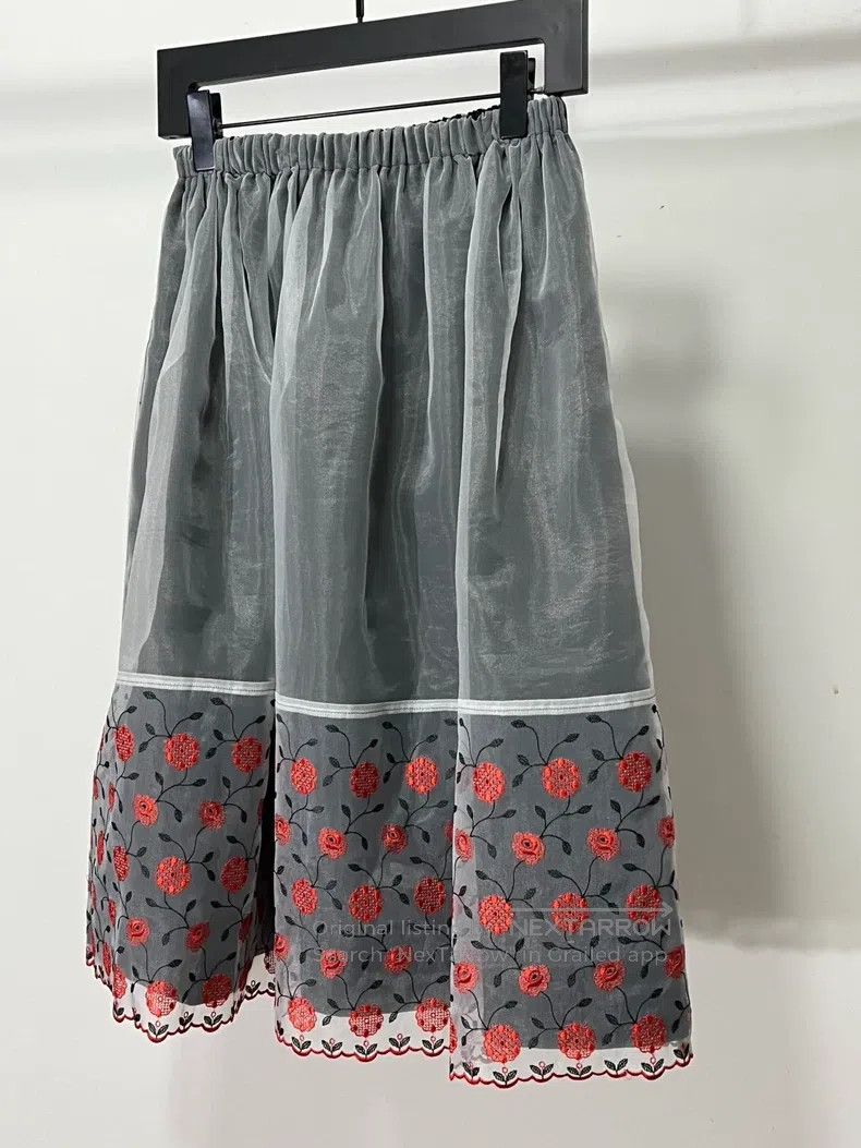 Comme des Garcons Comme Des Garcons Floral Embroidered Tulle Double Layer Sk Size 23" - 3 Thumbnail