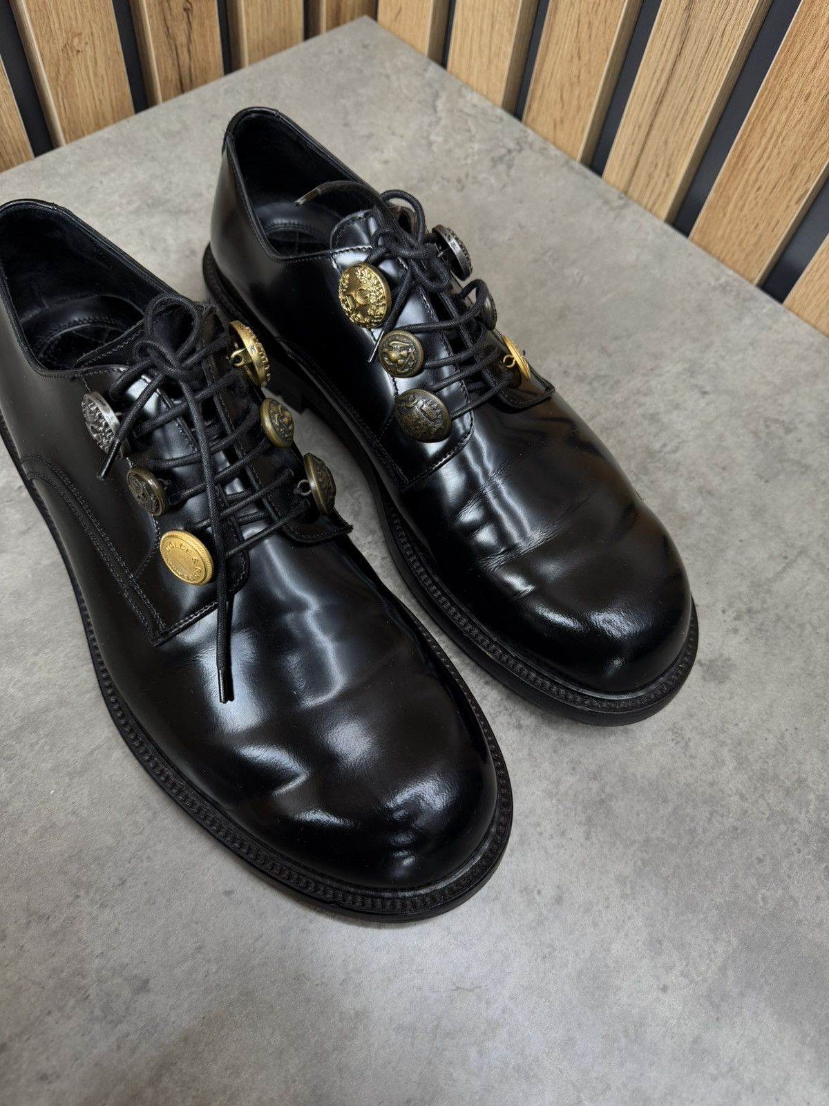 Dolce & Gabbana Dolce & Gabbana Black Leather Derby Shoes Size 9 Size US 10 / EU 43 - 7 Thumbnail